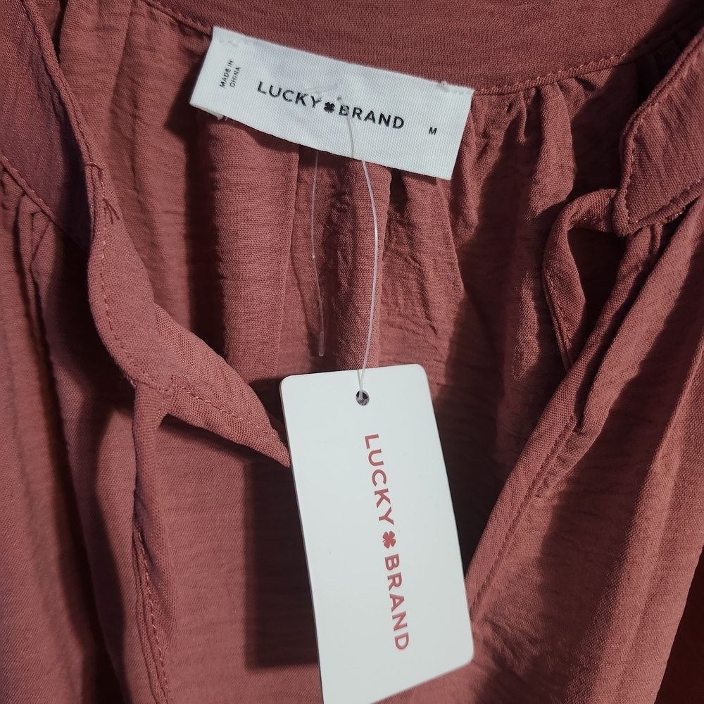 Lucky Brand Dusty Cedar Long Sleeve Dress Sz M - Picture 4 of 7